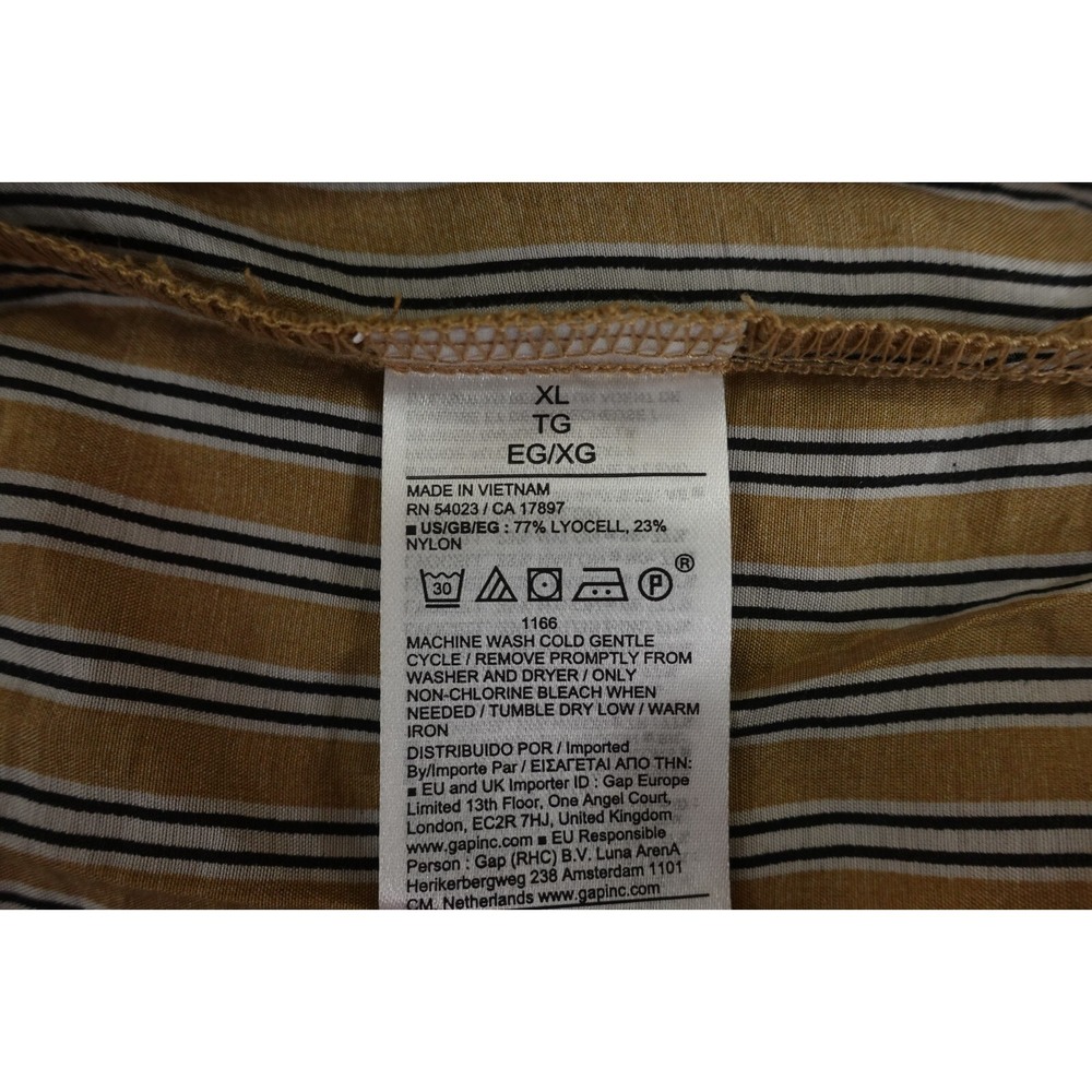 Gap Womens Size XL Khaki Tan Striped Sheer Long Sleeve Button-Front Shirt NWT - Picture 5 of 10